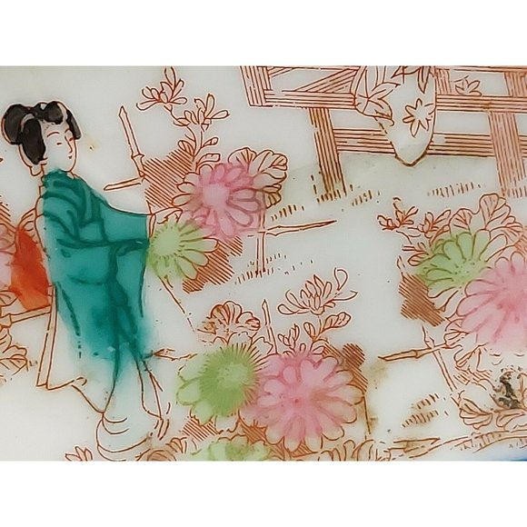 Vintage Hand Painted Saucer Small Plate Geishas Floral Japan 5 1/2" - Picture 6 of 10